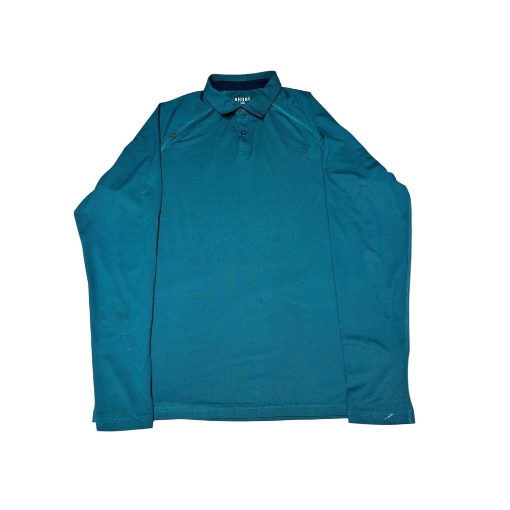 RHONE‎ Long Sleeve Polo Shirt Men's Medium Activewear Athletic Top Teal